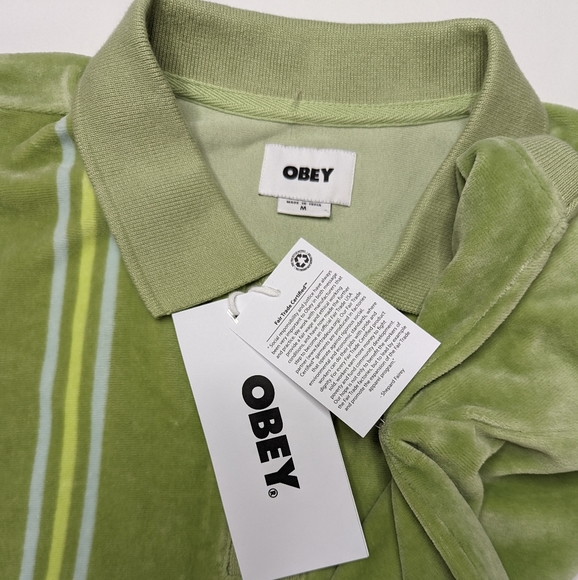 OBEY Stefano Short Sleeve Velour Polo NWT Sz M - Picture 13 of 13